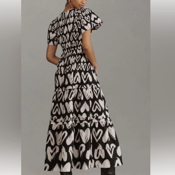 New Anthropologie Somerset Black Hearts Plum Maxi Dress - Picture 3 of 6